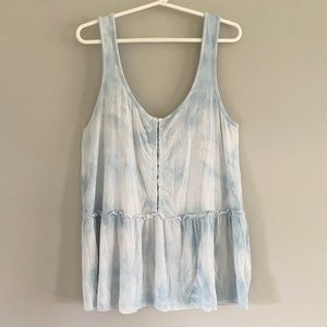 AE Soft & Sexy Tie Dye Henley Peplum Tank Top
